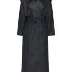 Rosie Huntington Navy Blue Leather Coat