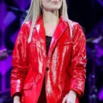 Sabrina Carpenter Leather Blazer Red