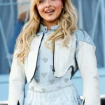 Sabrina Carpenter Leather Moto Blue Jacket