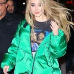 Sabrina Carpenter Street Style NYC Green Puffer Jacket