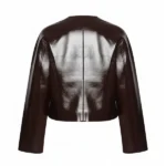 Shay Mitchell Burgundy Leather Jacket back