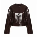 Shay Mitchell Leather Burgundy Jacket