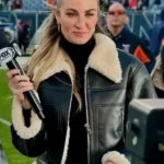 Super Bowl Erin Andrews Black Shearling Jacket