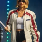 Sydney Sweeney NASCAR Championship White Leather Jacket