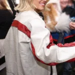 Sydney Sweeney NASCAR Championship White Leather Jacket back