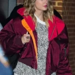 Taylor Swift Burgundy Bomber Jacket