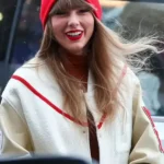 Taylor Swift Red Star Off White Varsity Jacket