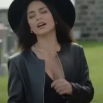 Vanessa Hudgens French Girl 2024 Black Leather Jacket