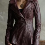 Vintage Eco-friendly Leather Lace Trim Placket Jacket