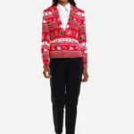 Woman Christmas Tree Pattern Red Blazer front