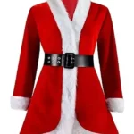 Women Red Santa Costume Coat front