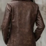 Women’s Brown Faux Leather Jacket Back