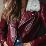 Womens Burgundy Leather Jacket