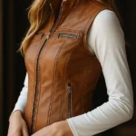 Womens Camel Brown Vest
