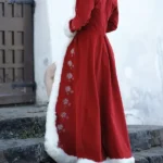 Womens Red Velvet Christmas Coat back
