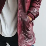 Women's Vintage Burgundy Faux Leather Jacket