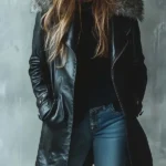 Womens-Vintage-Fur-Collar-Leather-Coat