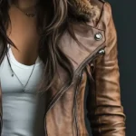 Women's Vintage Fur Collar Zipper Faux Coat