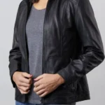Abbeytown Hooded Leather Jacket back