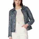 Addison Leather Blue Denim Jacket