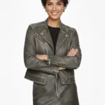 Alora Leather Combo Moto Racer Jacket