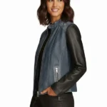 Alora Leather Combo Racer Jacket