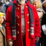 Arnold Inspired Classic Red Wool Blend Duffle Coat - Men's Hooded Toggle Jacket