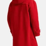 Arnold Inspired Classic Red Wool Blend Duffle Coat - Men's Hooded Winter Toggle Jacket