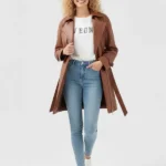 BFF Belted Brown Leather Jacket