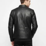Cafe Racer Black Leather Jacket Back