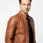 Cafe Racer Brown Leather Jacket