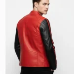 Cafe Racer Red and Black Leather Jacket Back