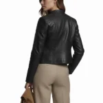 Caitlin Leather Scuba Jacket Back