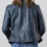 Collette Open Collar Leather Biker Jacket back
