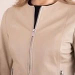 Crosby Collarless Leather Jacket closure