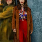 Emilia Clarke Ponies Suede Leather Coat