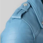 Esthwaite Sky Blue Leather Biker Jacket