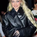 Gigi Hadid Met Gala Black Leather Coat