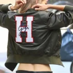 Gigi Hadid Olive Green Bomber Jacket Back