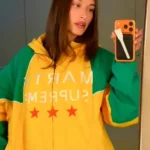 Hailey Bieber Marty Supreme Hooded Yellow And Green Jacket