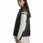 Jade Color Block Leather Jacket