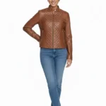 Marlette Quilted Leather Racer Jacket