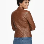 Marlette Quilted Leather Racer Jacket Back