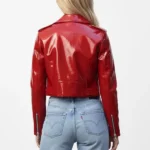 Maybelline Elle Quist Red Leather Jacket Back