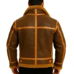 Men Aviator Shearling Brown Leather Jacket