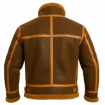 Men Aviator Shearling Leather Brown Jacket Back