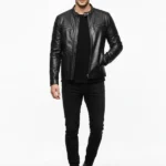 Mens Black Cafe Racer Jacket
