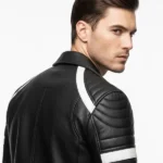 Mens Motorcycle Black Leather Jacket Back