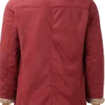 Men's Red Faux Shearling Suede Jacket - Cozy Sherpa Lined Winter Coat Back