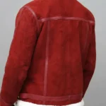 Men's Red Suede Shearling Jacket Back
